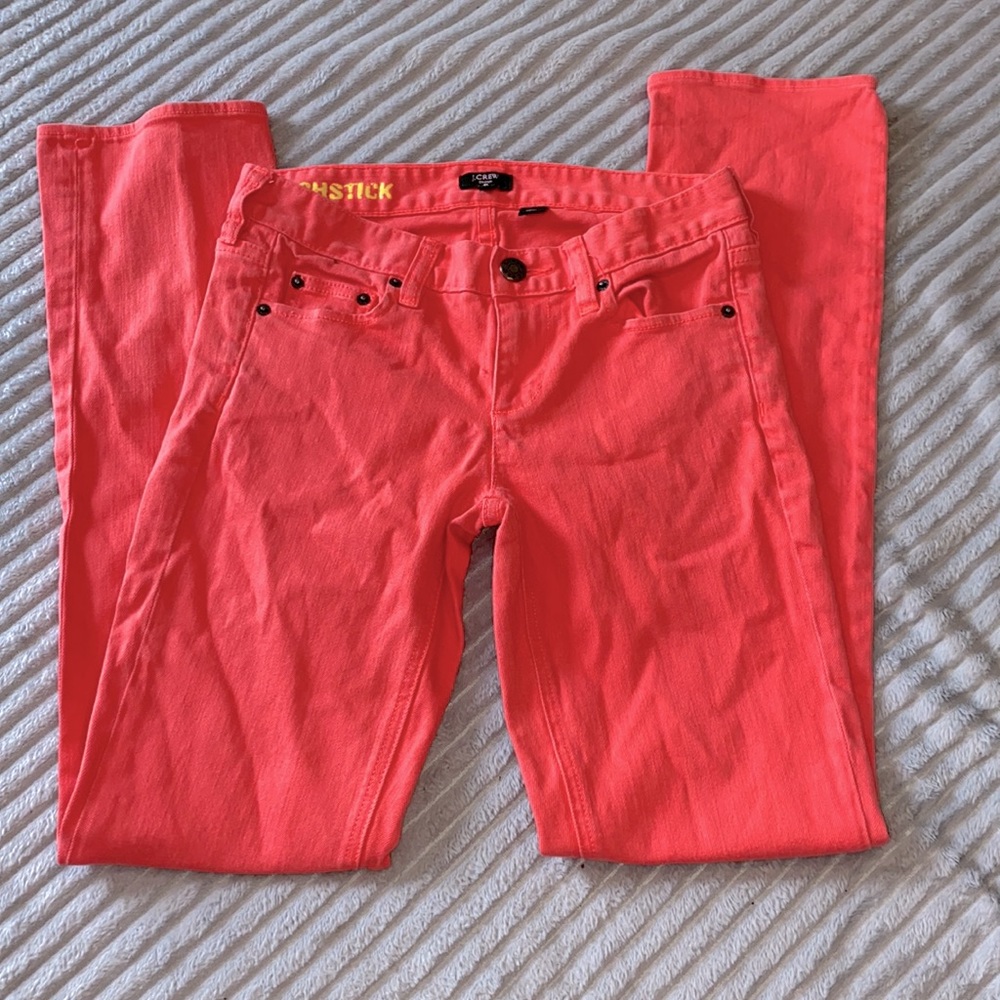 JCrew  jeans, coral/tangerine color. Sz 26 stretch.